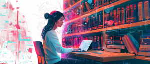 universit y student at a library