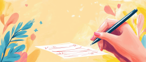 hands writing a best wishes card