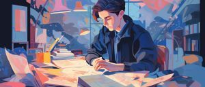 student writing a paper